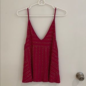 Magenta Sequin Free People Tank Top